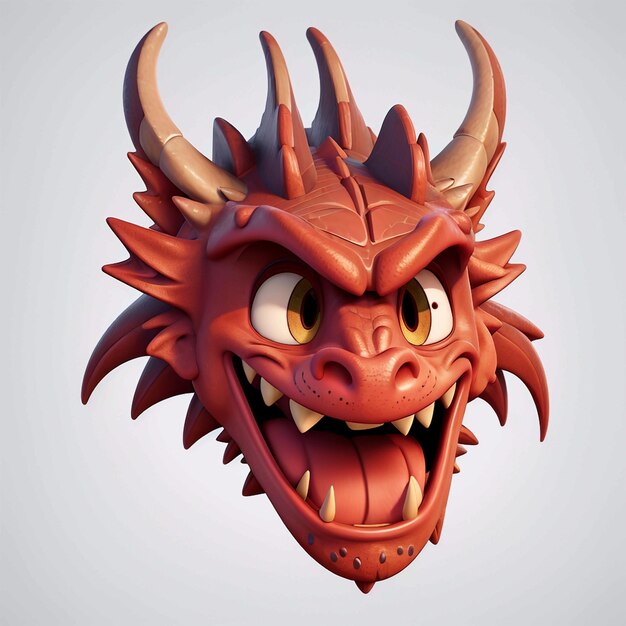 Angry dragon head cartoon vector illustration