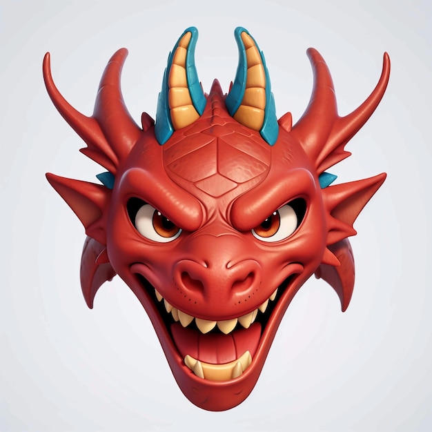 Angry dragon head cartoon vector illustration