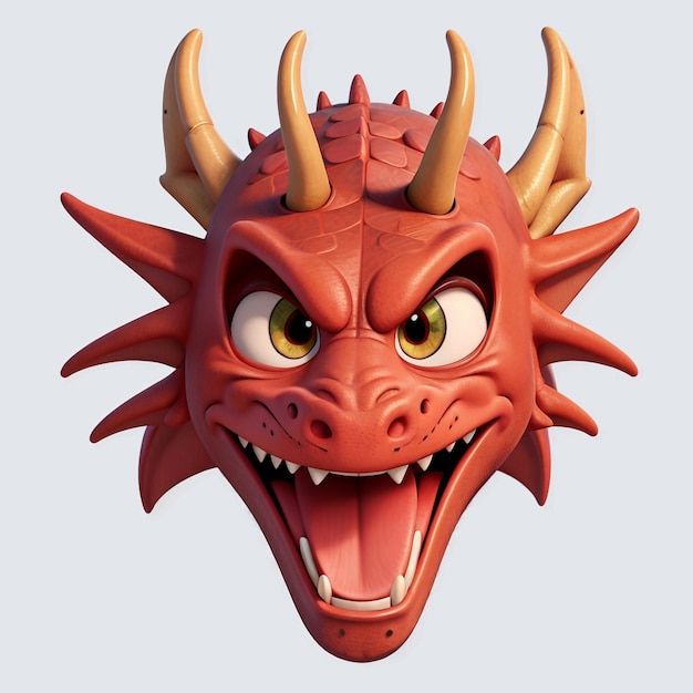 Angry dragon head cartoon vector illustration