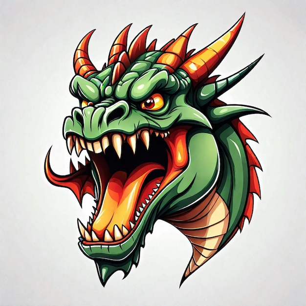 Photo angry dragon head vector illustration