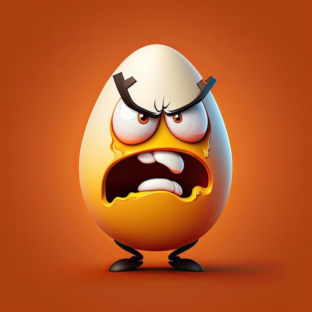 Photo angry egg cartoon character