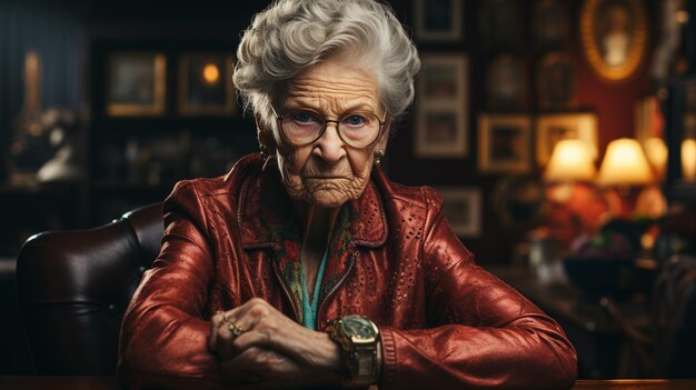 Angry elderly woman