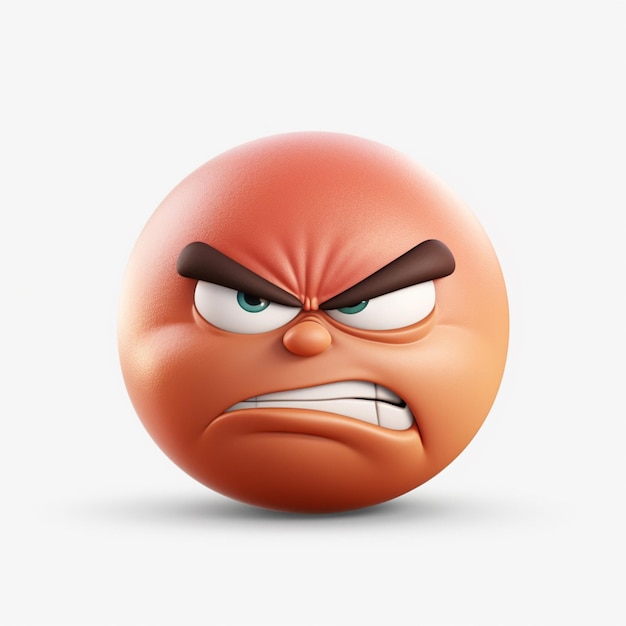 Angry Face emoji on white background high quality 4k hdr