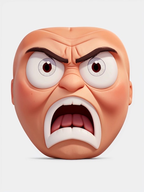 Photo a angry face emoji with white backgrou