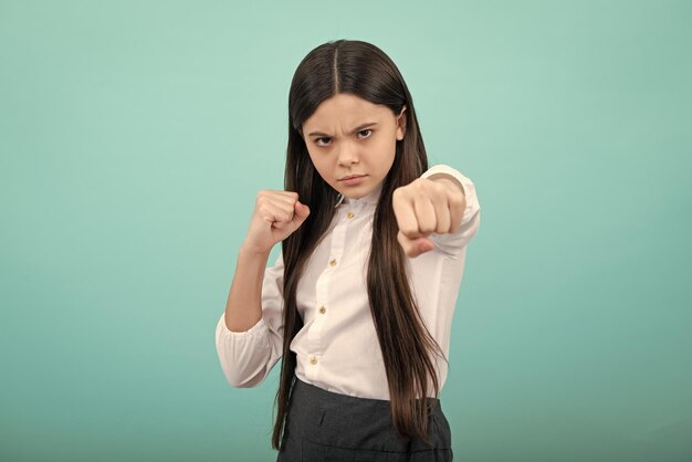 Angry face upset emotions of teenager girl Angry portrait young girl having nervous breakdow Negative kids emotions facial expressions feelings bad attitude