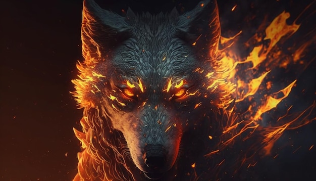 Angry Fire Wolf