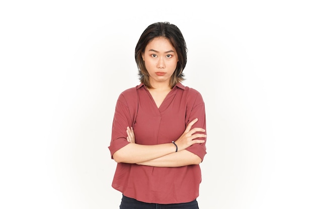 Angry Gesture Of Beautiful Asian Woman Isolated On White Background