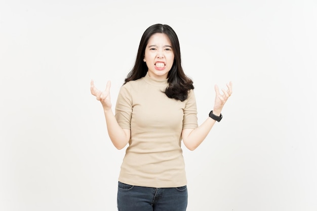 Angry gesture Of Beautiful Asian Woman Isolated On White Background