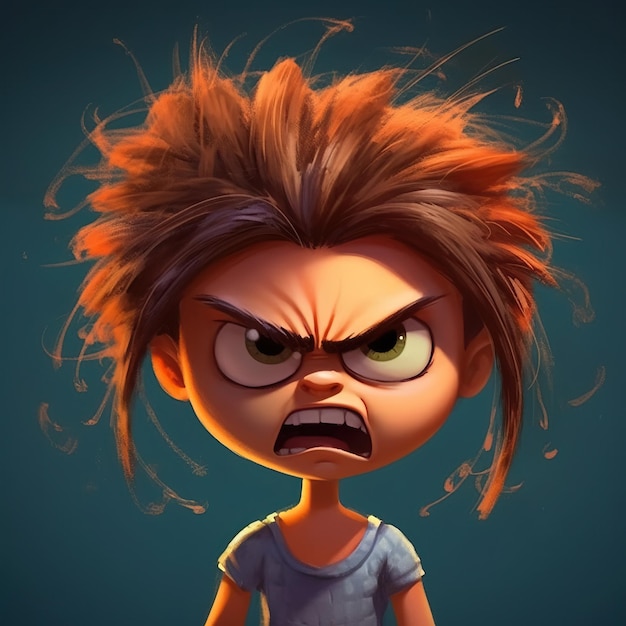 Angry girl frustrated and cartoon character design