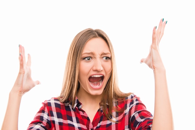 An angry girl shouting in stressed state