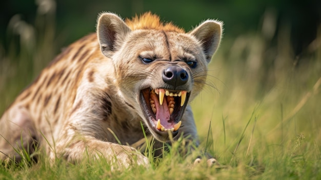 Angry hyena closeup