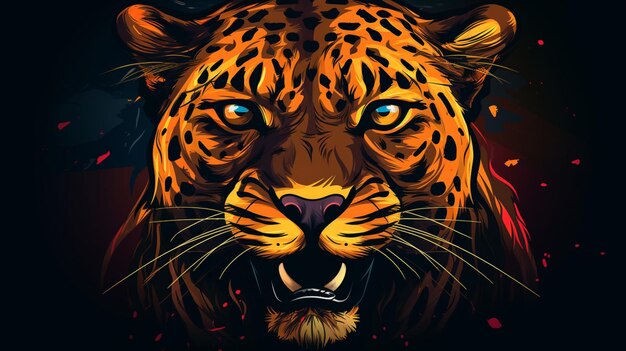 Angry leopard face digital art image Generative AI