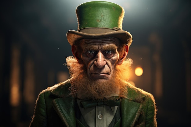 Angry leprechaun at night in the rain