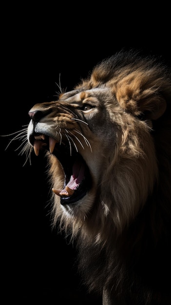 Angry lion roaring and charging image generative AI