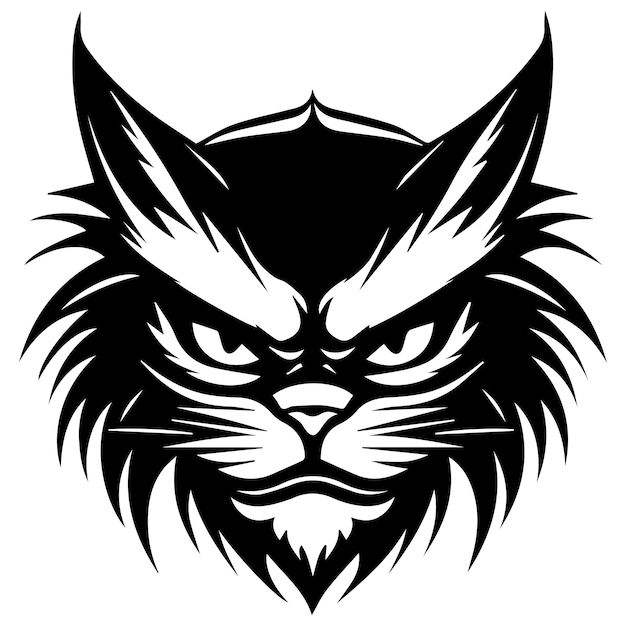 Angry lynx head minimalist logo vector