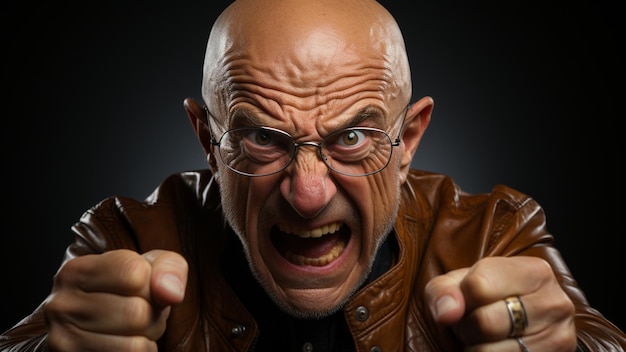 Angry man expression in Close Up and Isolated Background