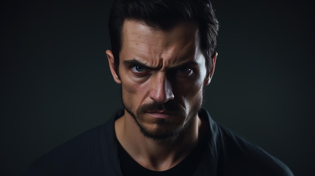 Angry Man Looking at the Camera Isolated on the Minimalist Background