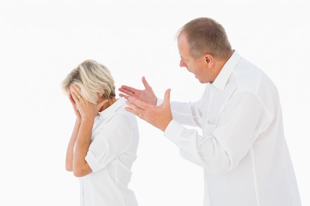 Angry man shouting at his partner