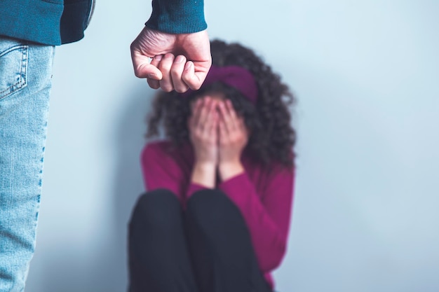 Angry man with sad woman