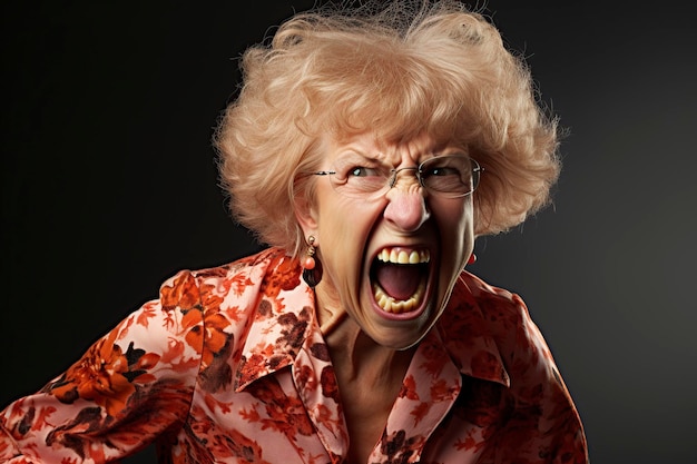 Photo angry mature american woman yelling at you