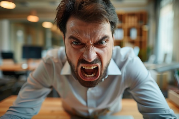 Photo angry nervous office worker generative ai