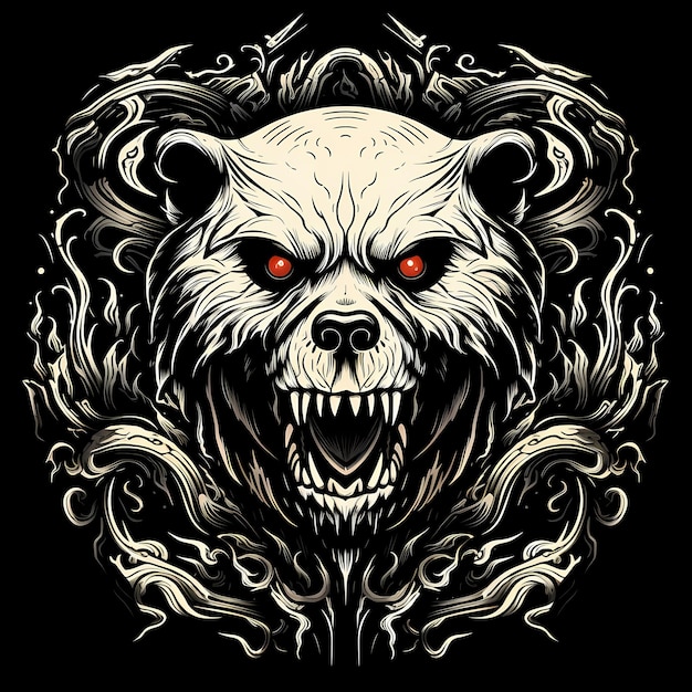 Photo angry panda tattoo design illustration