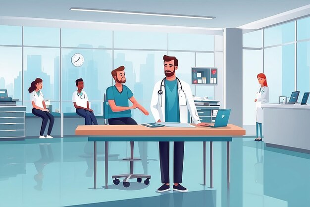 Angry Patient On Hospital Or Clinic Reception Waiting For Doctor Medicine And Healthcare Concept Flat Vector Illustration