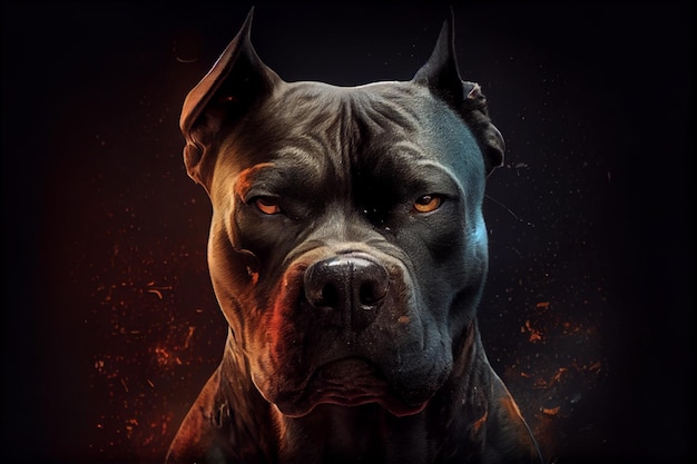 Angry pitbull american bully