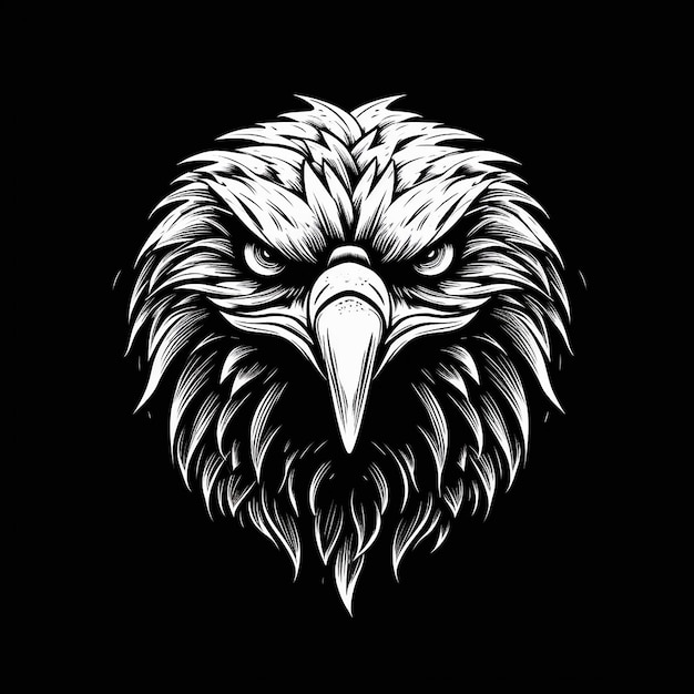 Angry predatory eagle logo monochrome drawing bird Icon eagle symbol angry bird portrait