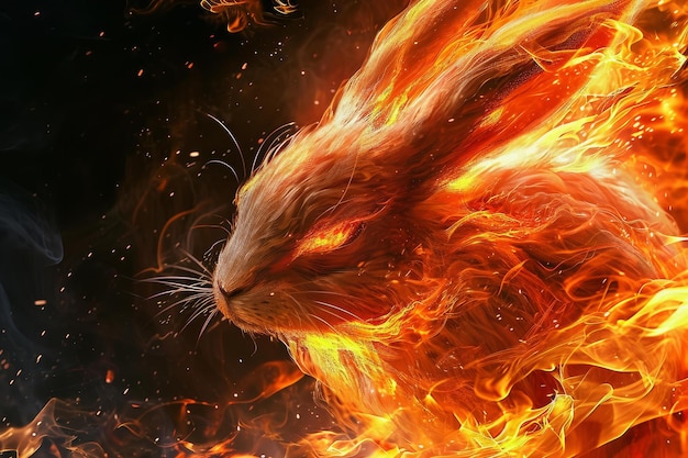 Angry rabbit fire Generate Ai