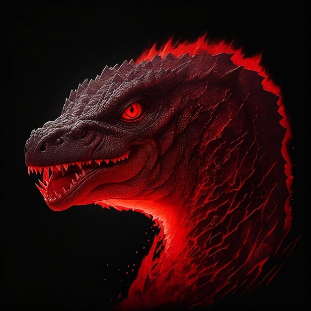 a angry red dragon with a red face and red eyes