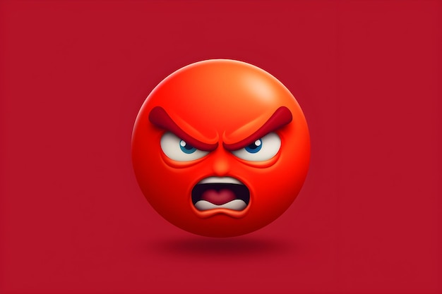 An angry red emoticon with an angry face on a red background.