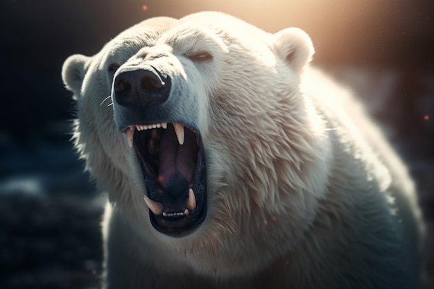 Angry roaring Polar Bear High quality illustration Generative Ai