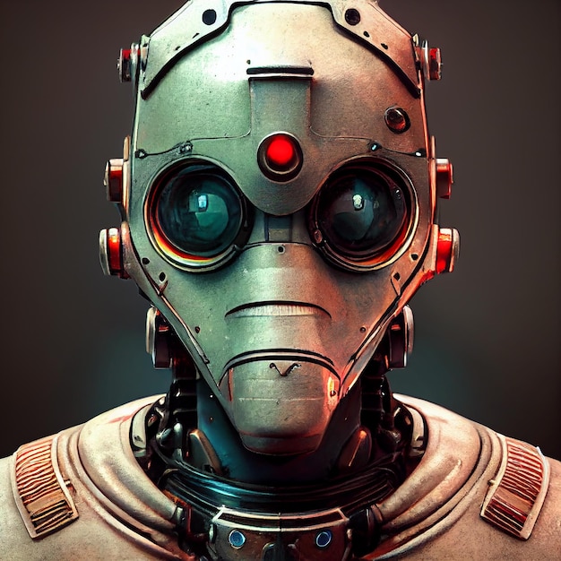 Angry Robot looking at the camera sci fi digital art