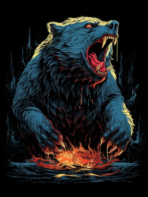 angry strong bear vector illustration