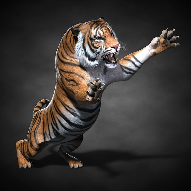 An angry tiger. 3d illustration