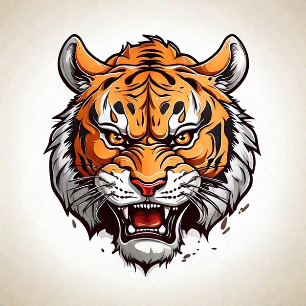 Photo angry tiger head cartoon vector illustration