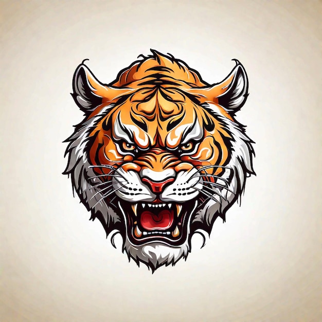 Photo angry tiger head cartoon vector illustration