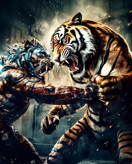 Photo angry tiger