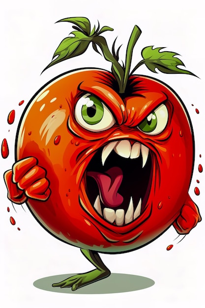 Angry tomato personage clipart op witte achtergrond