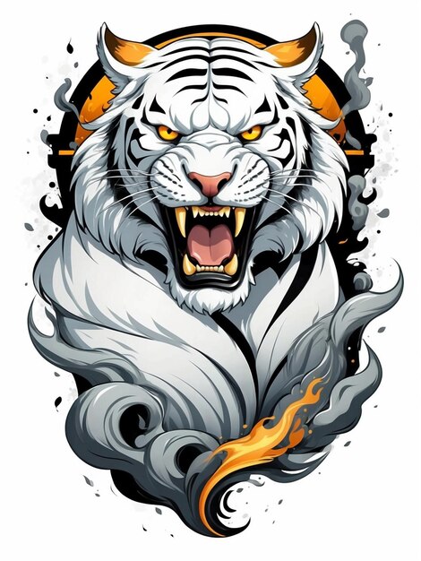 Premium Photo | Angry white tiger Tshirt graphic