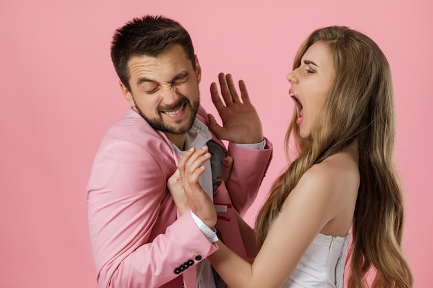 Angry woman shouting at her boyfriend