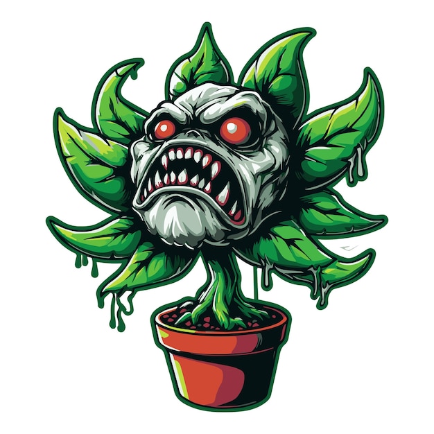 Photo angry zombie plant illustration generative ai