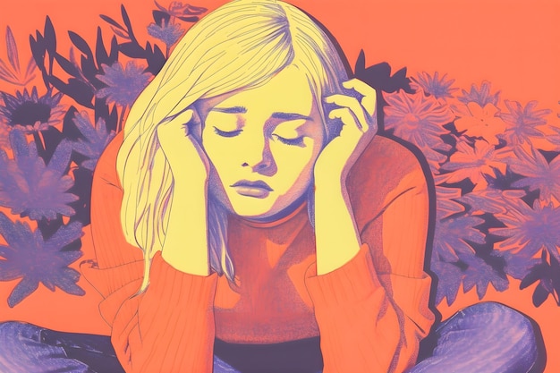 Foto angst en depressie onthulden krachtige risograph-illustratie over geestelijke gezondheid