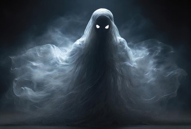 Angstaanjagende geest in mystieke rook