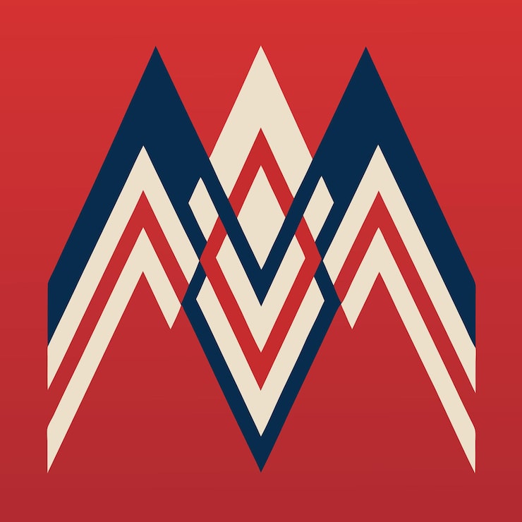 Photo 각 모양의 파동 모양은 캔버스를 가로질러 지그자그로 가는 날카로운 각형 선을 사용하여 패턴을 설계합니다.