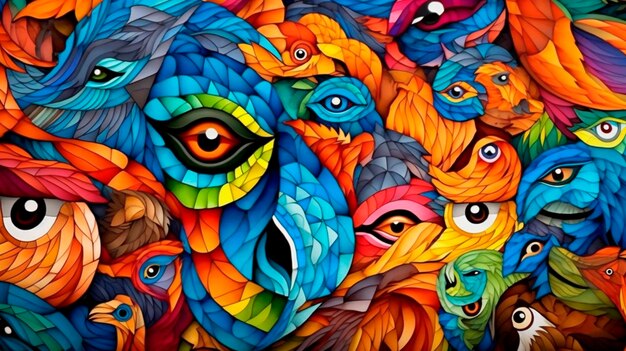 Animal abstract pattern hd wallpaper bright colorful style generative ai