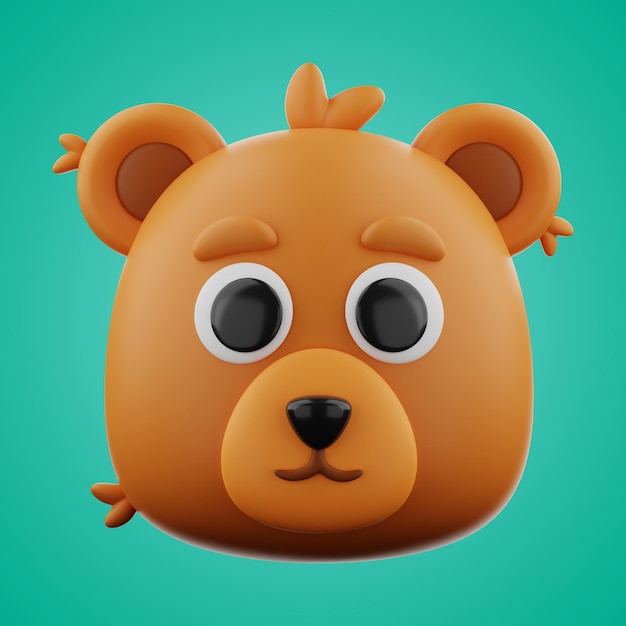 Animal bear icon 3d rendering on isolated background