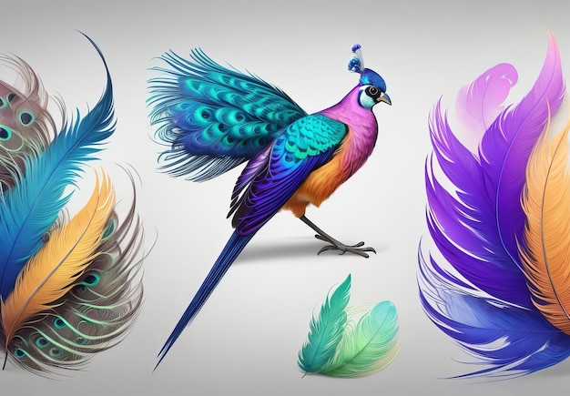 Animal bird background Closeup of peacock feathers