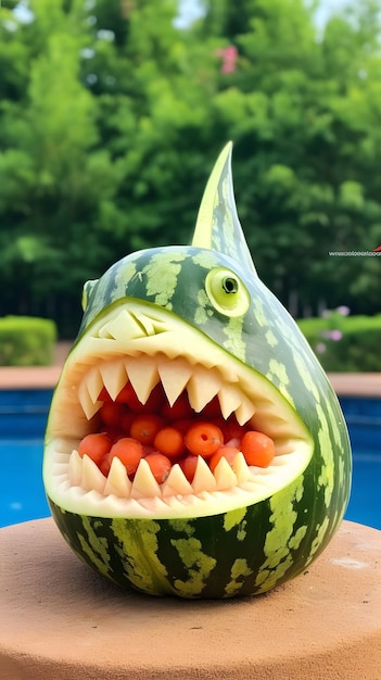Animal carved with watermelon